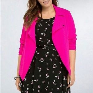 Torrid hot pink open long sleeve moto jacket